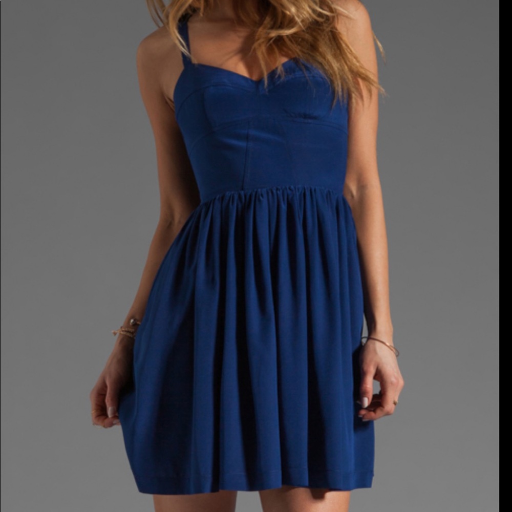 Amanda Uprichard Blue Silk Champagne Dress
